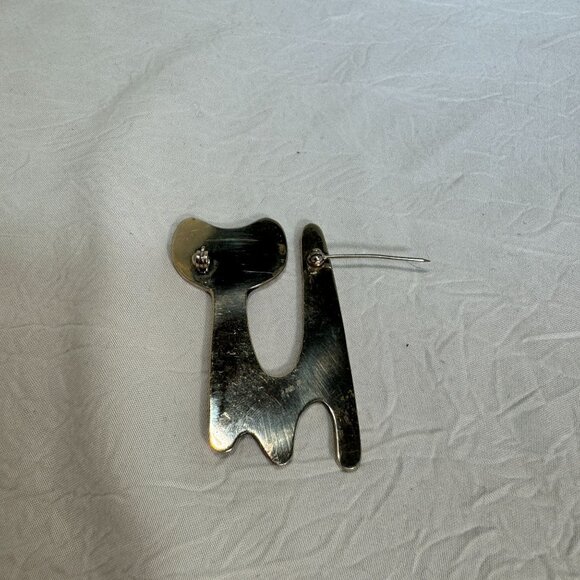 Abstract Cat Brooch Pin With Multicolor Enamel Accents & Silver Tone Finish 1980 - Picture 4 of 6